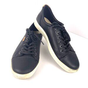 ECCO Soft 7 Shoes Women's Black Leather Comfort Lace Up Sneakers Size 9-9.5